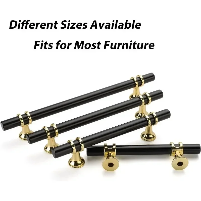 20 Pack Black/Gold Cabinet Pulls 64/96/128/160/192mm Kitchen Drawer Pulls Stainless Steel Hardware for Cupboard Closet Cabinets