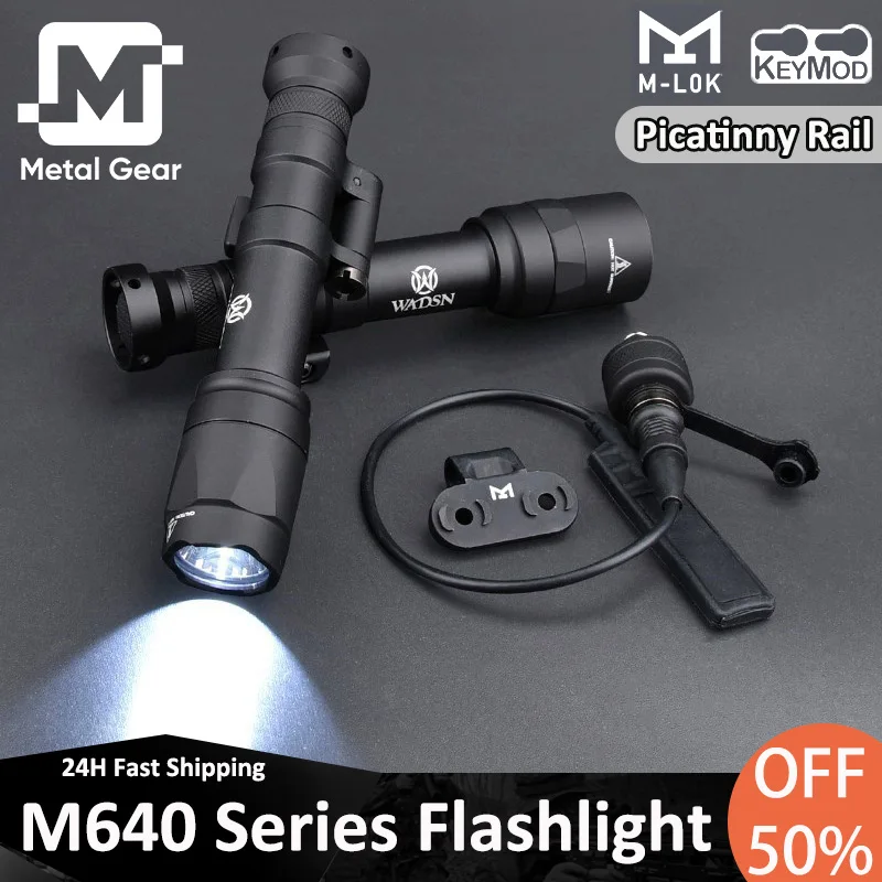 

WADSN Airsoft M640 Tactical Flashlight M640B M640C M640U M640W Scout Lamp M640w Strobe LED Hunting Weapon Light Fit M-Lok Keymod