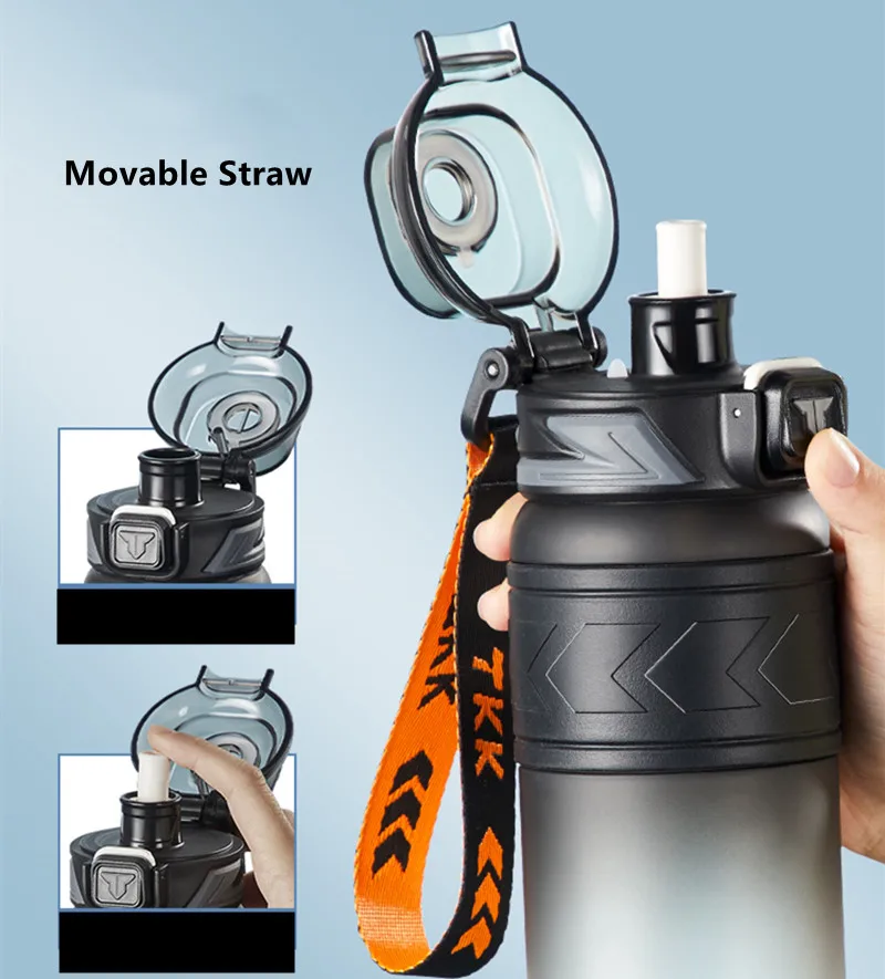 1000ml/600ml High Quality Tritan Material Water Bottle With Straw Portable Durable Gym Fitness Outdoor Sport Drinking Bottled