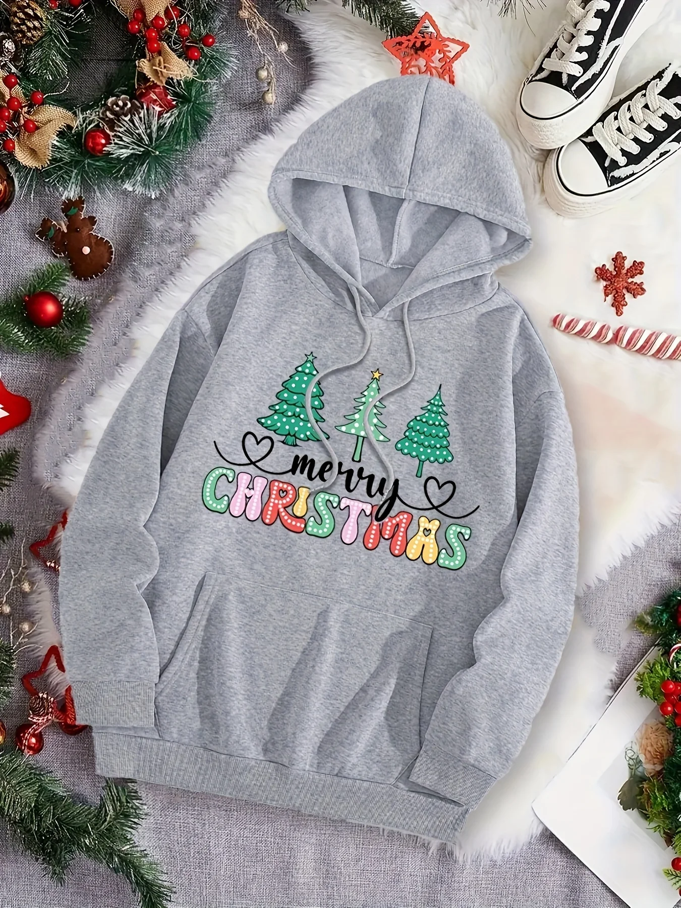 

Christmas Graphic Printing Autumn and Winter Pure Cotton Men's and Women's Hoodies Casual Outdoor Street Sports Loose Training