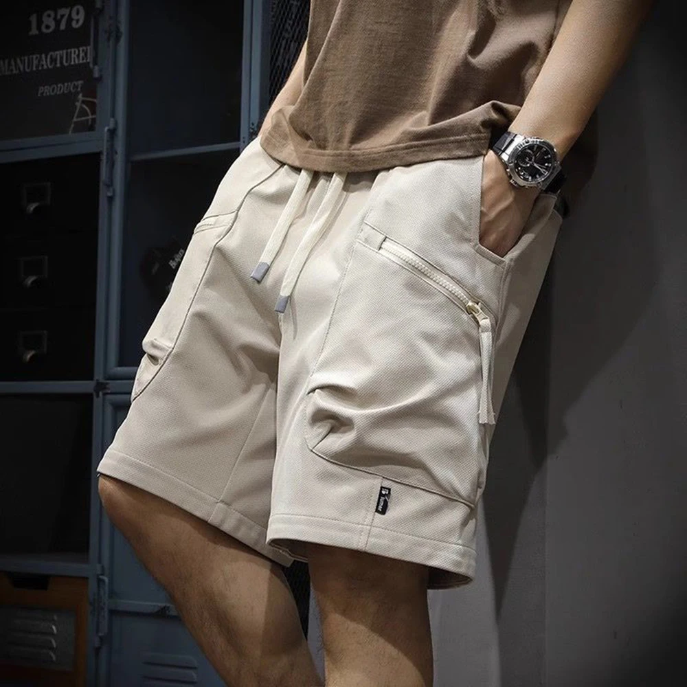 2024 Summer Thin Cargo Shorts Men\'s Fashionable Sports Casual Medium Pants Loose Straight Versatile Quarter Pants Men