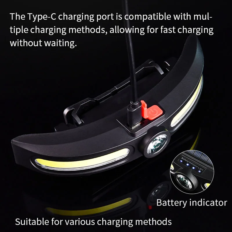 Emergency Solar Sensor Headlamp Led Rechargeable Waterproof Work Light Torch For Outdoor Camping Powerful Led Head Flashlight