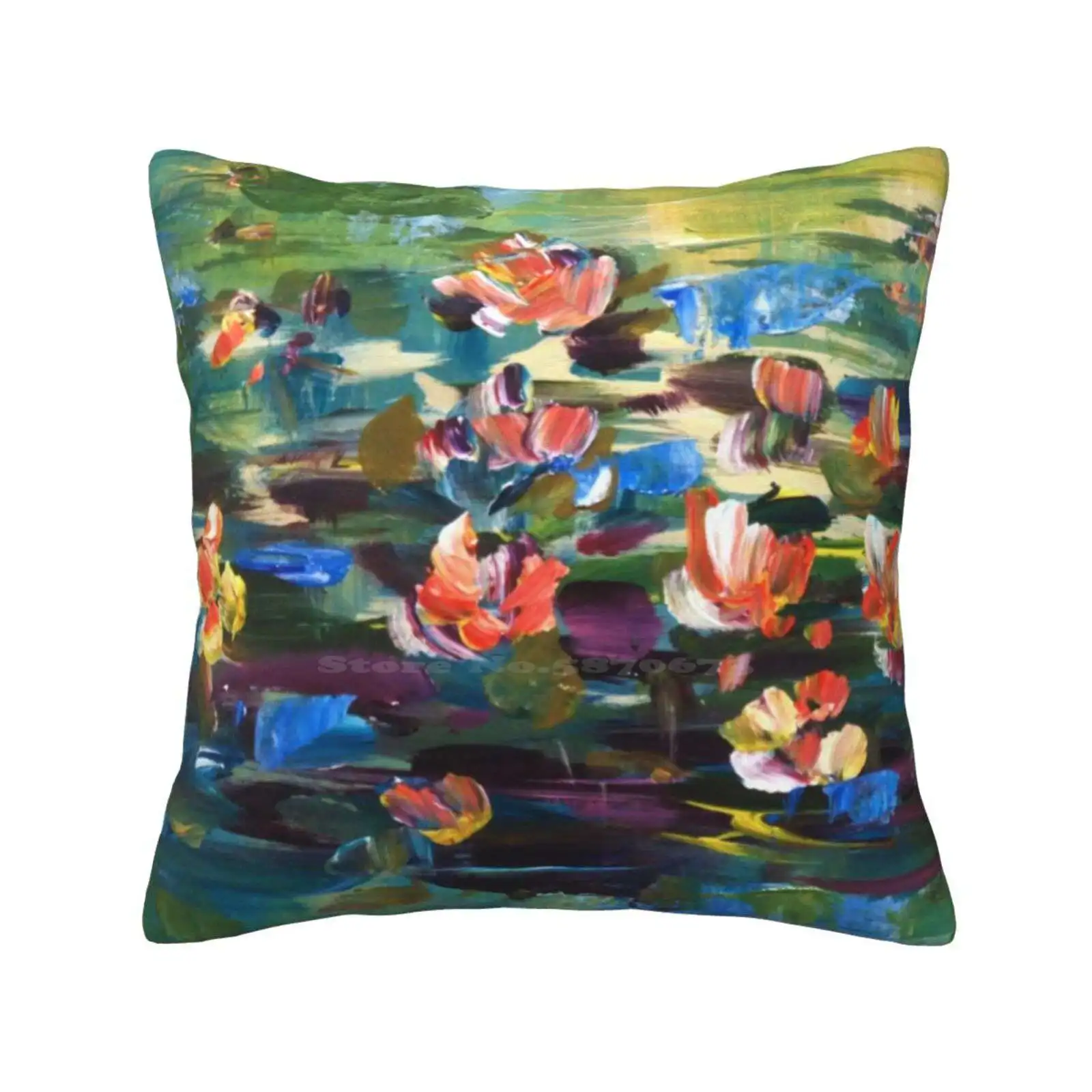 Abstract Lilies V Soft Comfortable Pillowcase Lilies Pond Abstract Reflections Colour Terrimad Terri Maddock