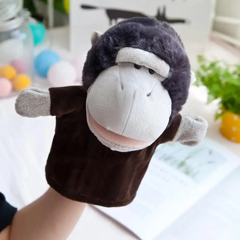 Hand Puppets Gorilla Hand Puppet Kids Hand Puppet With Working Mouth Toddler Animal Plush Toy Monkey For Show Theater Birthday