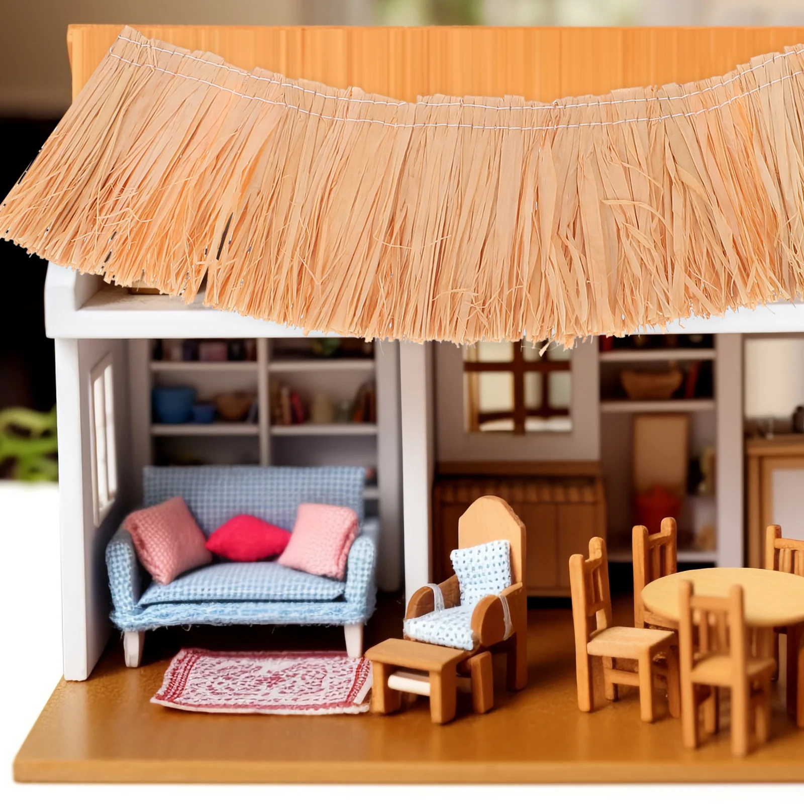 6 قطع من سقف القش الاصطناعي: سقف قش مزيف واقعي لمشاريع صغيرة ذاتية الصنع بلاط قش العشب المزخرف #3