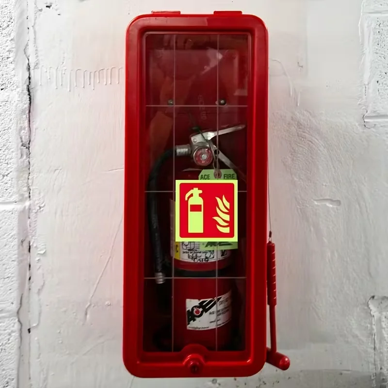 4Pcs Fire Extinguishers Signs Safety Sign Sticker Glow In Dark Durable Adhesive Waterproof Protected Label Luminous Night
