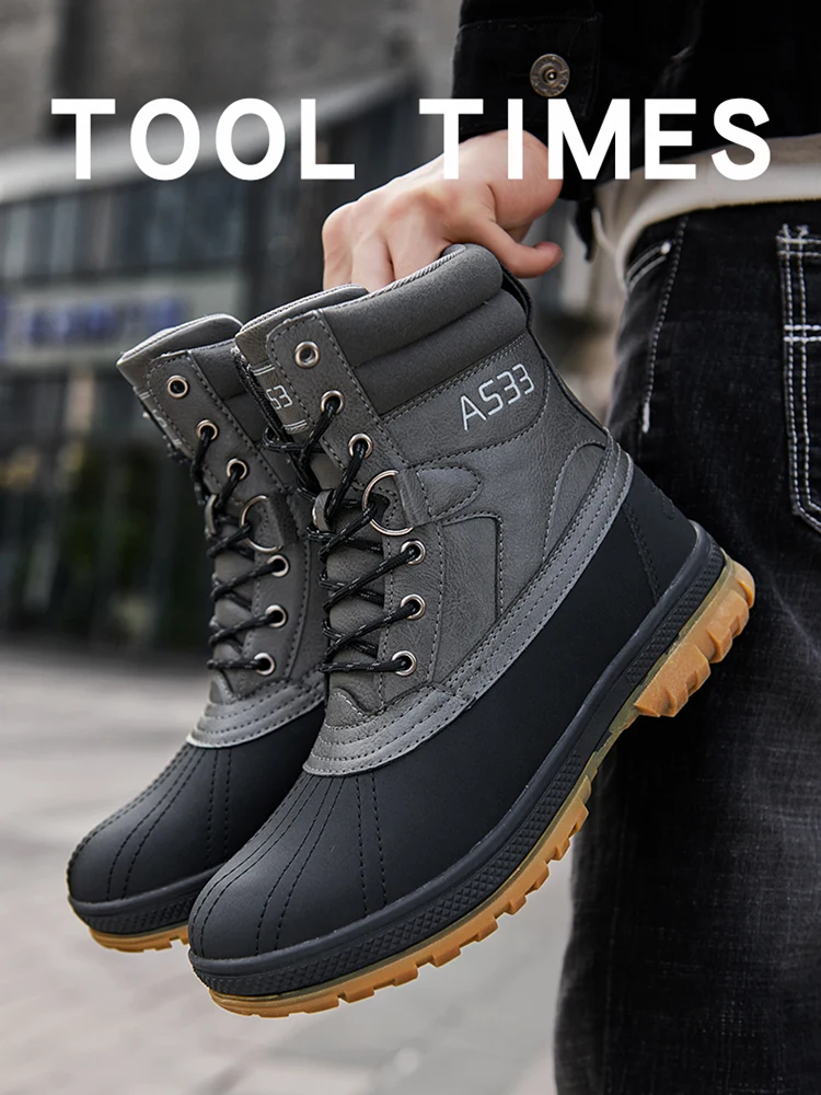 Plus Size 47 Outdoor Men Boots Winter Snow Boots for Men Training Work Boots Waterproof Slip-Resistant Keep Warm Winter Shoes