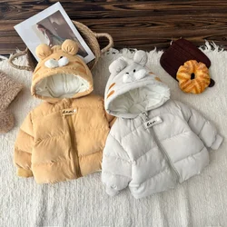 2024 Winter New in Kids Infant Boys Girls Thicken Plush Cartoon Tiger Modeling Outwear Top ,toddler Baby Jacket Coat 0-3Y