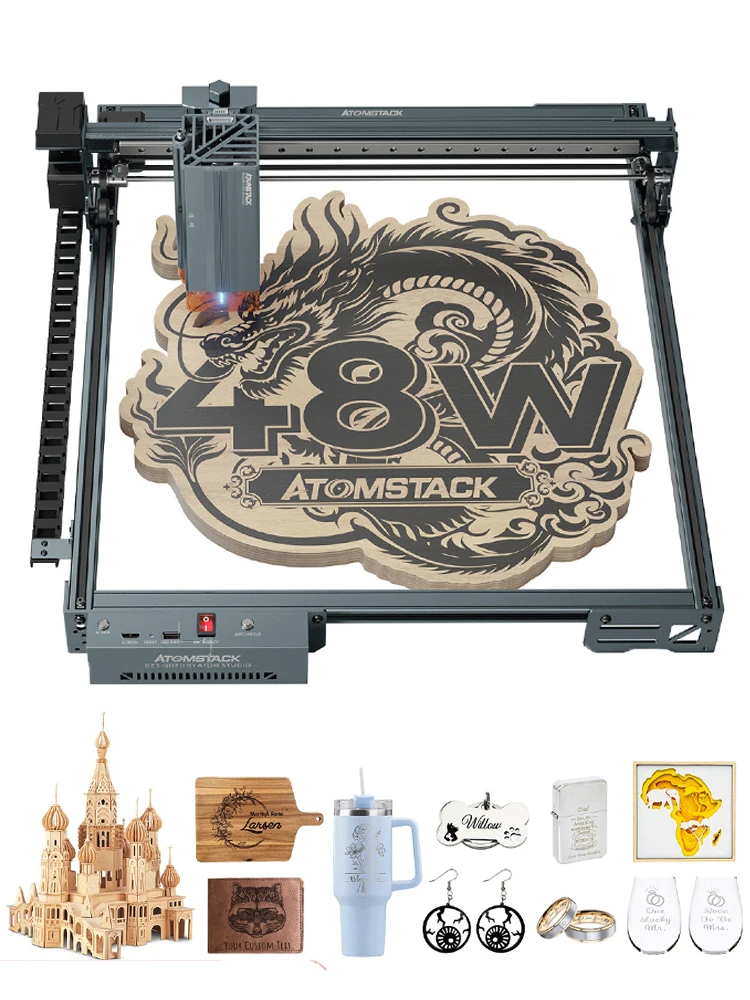 ATOMSTACK A40 PRO V2 40W Lasergraviermaschine CNC-Laserschneider kompatibel mit LightBurn und LaserGRBL für Holz, Stein, Metall, Acryl, Leder, Schmuck. Für personalisierte Produktunternehmen.