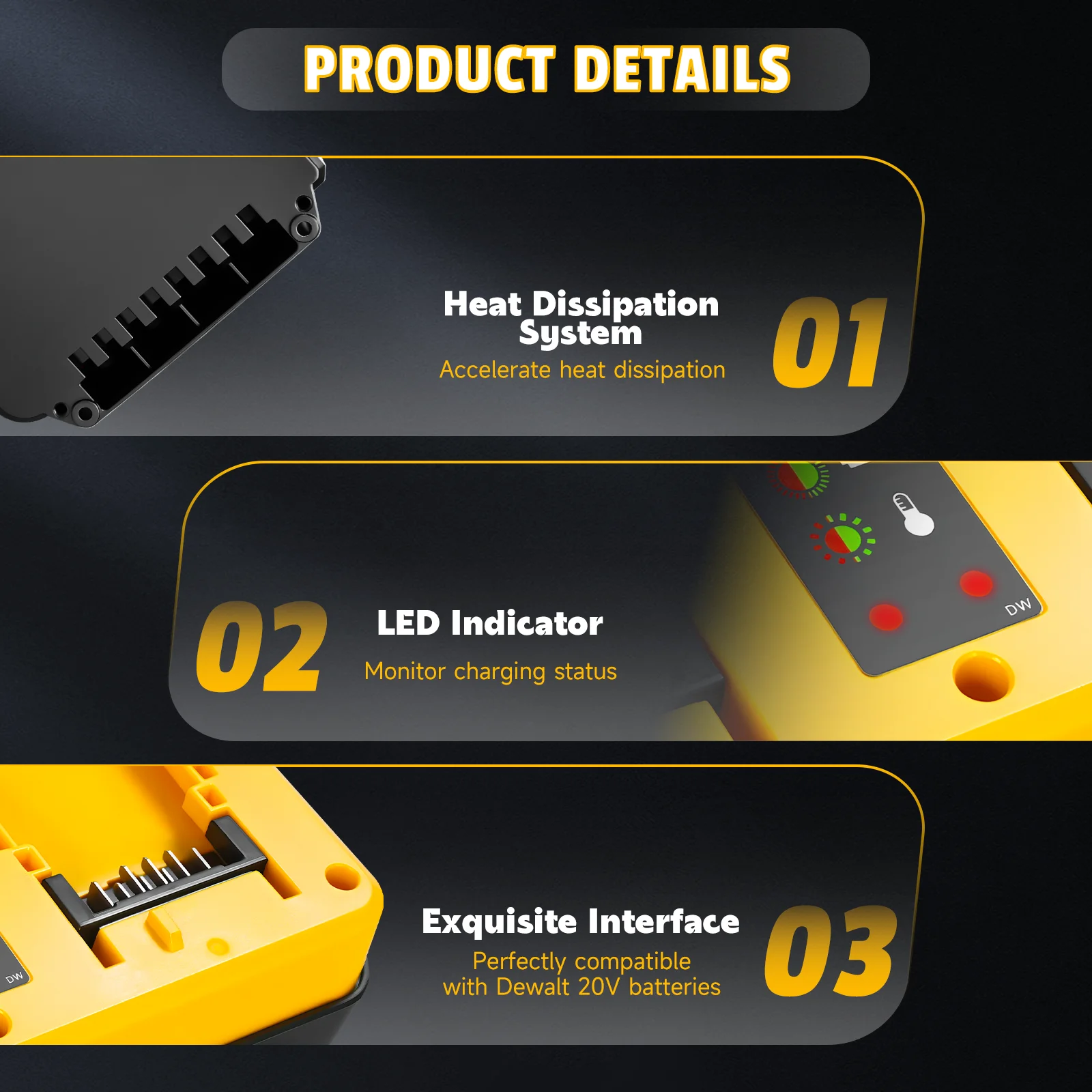 90W Battery Charger Replacement for Dewalt 18V 20V Lithium Battery Rechargeable DCB207 DCB206 DCB204 DCB203 Fast Dual Charger