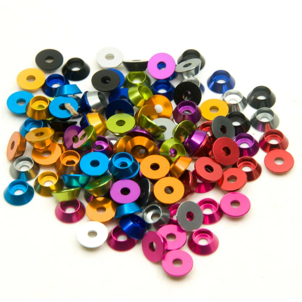 30 Rondelles De Gobelet Cône M4 – Aluminium Anodisé Violet Pour Vis RC, Uxcell