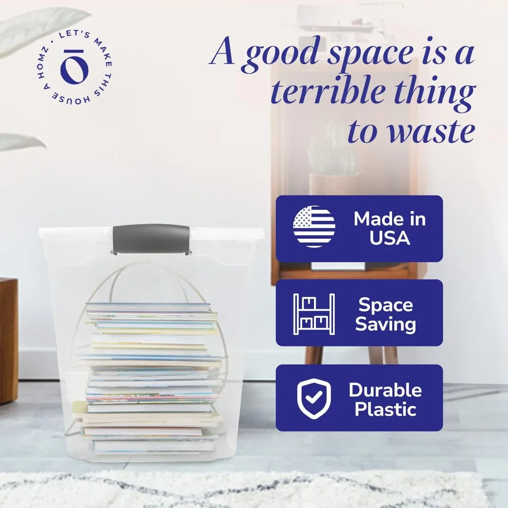 عبوتان من صناديق تخزين بلاستيكية شفافة كبيرة مع أغطية قفل، وصناديق حاويات قابلة للتكديس سعة 112 لترًا لتنظيم المنزل #5