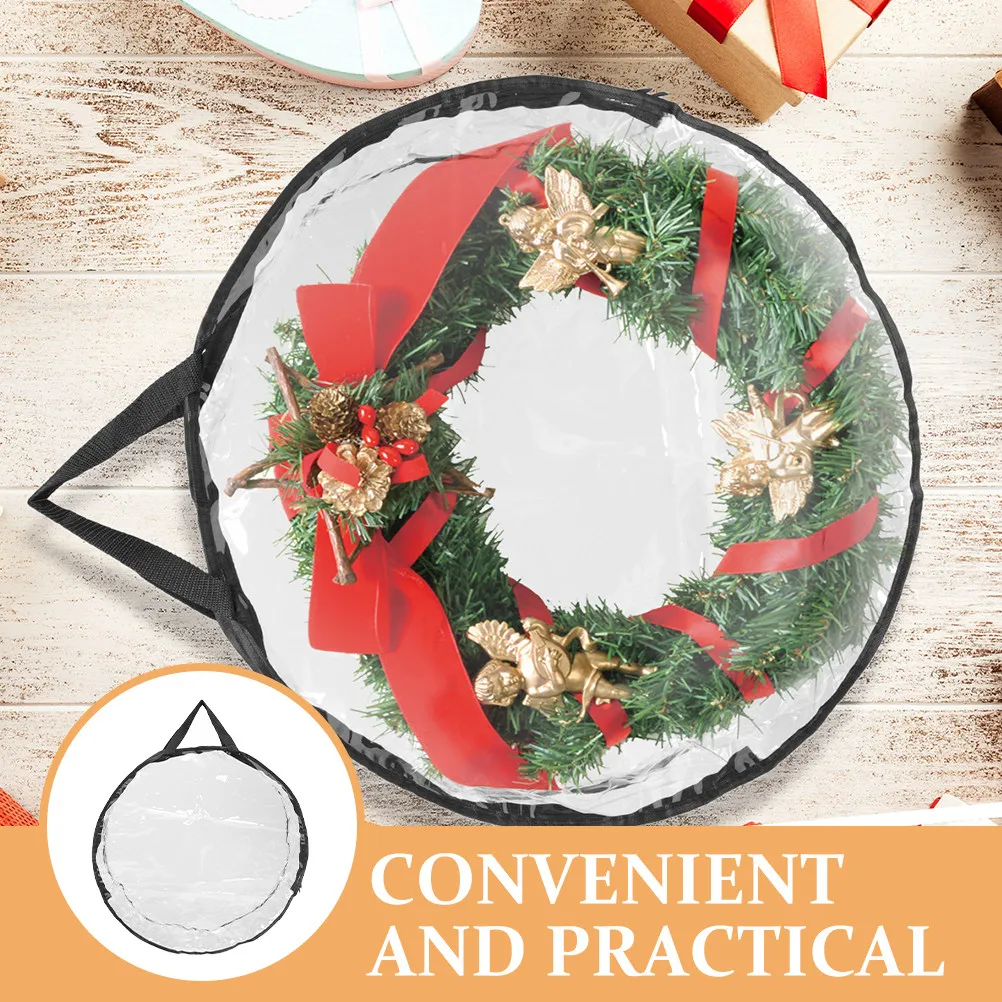 Christmas Wreath Storage Bag Round Shape Large Capacity Garland Organizer Protector Suitable for Christmas Garland Gift Storage