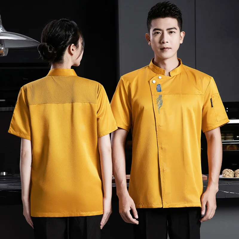 Summer Breathable Chef Workwear For Men Women Catering Teahouse Hotel Kitchen Short Long Sleeve Outfit