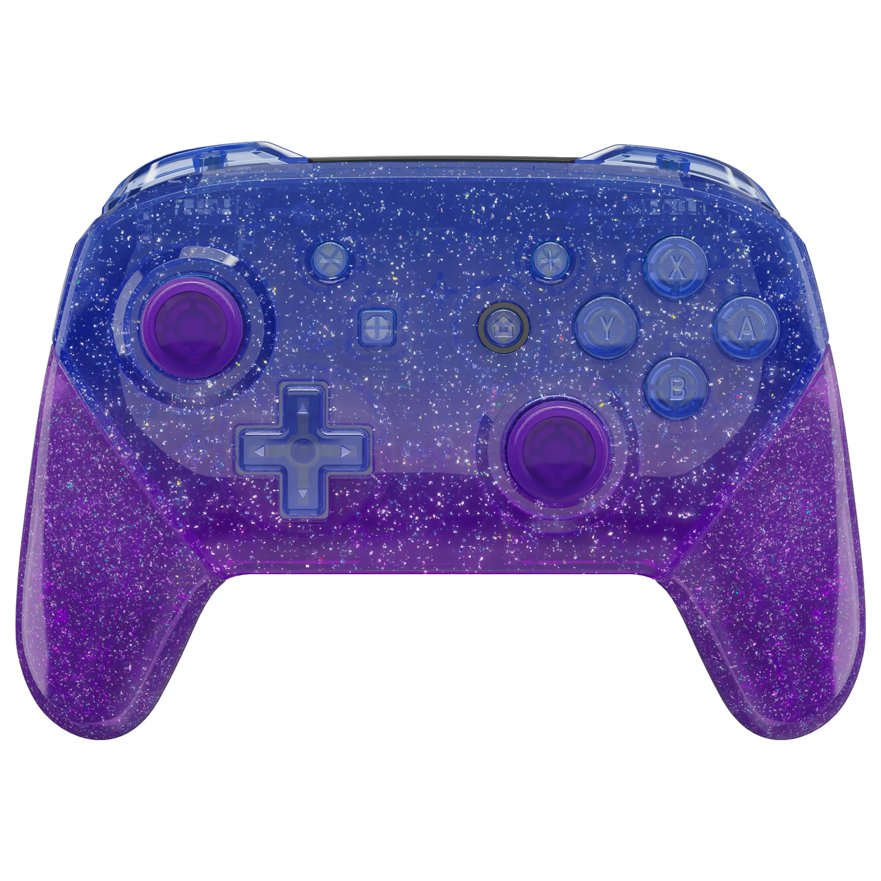 

For Nintendo Switch Pro Controller eXtremeRate DIY Replacement Housing Shell - Glitter Gradient Translucent Bluebell