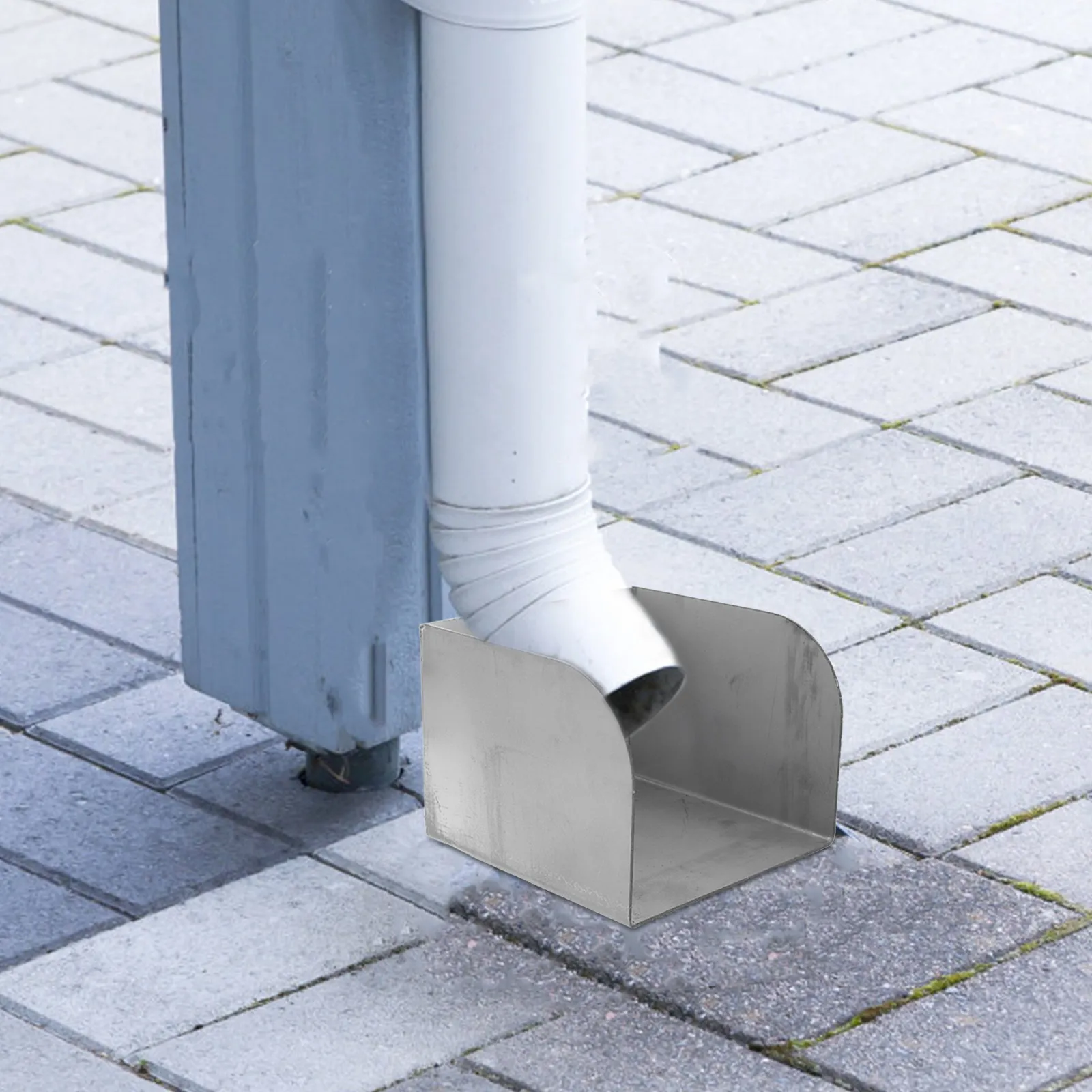 Outdoor Stainless Steel Downspout Water Diverter Rain Gutter Extension Splash Block Protector Yard Lawn Cement Floor Drainage