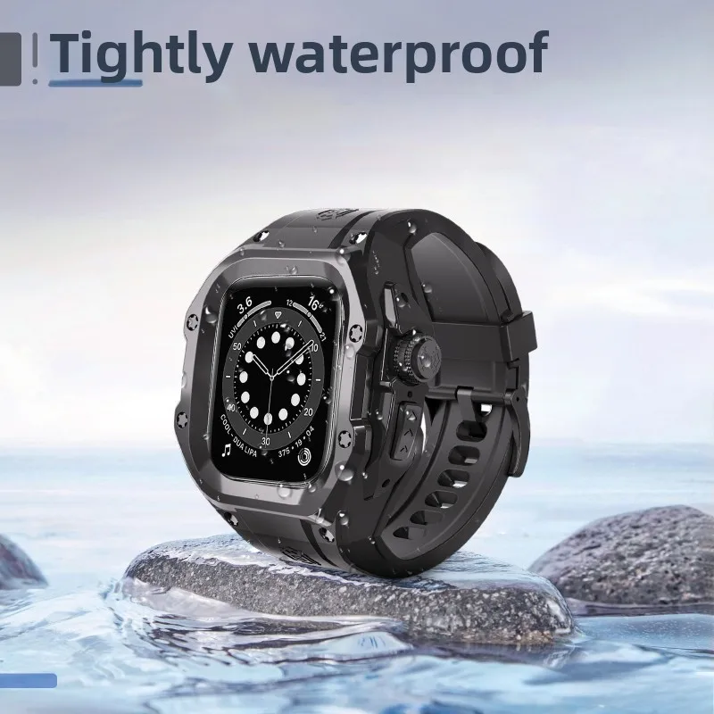 

IP54 Level Waterproof Dustproof Anti-Fall Watch Case Silicone Wristband 360 Protect Case for Apple Watch Ultar2 49mm Generic