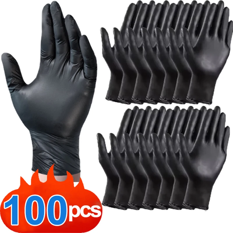 Disposable Nitrile Gloves for Kitchen Cleaning Mechanic Work Medical Hairdressers Waterproof Black Latex free Dishwashing Gloves