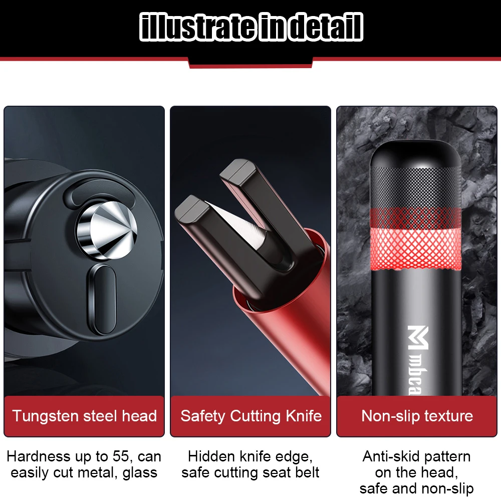 Oauee Alloy Car Safety Hammer Seat Belt Cutter With Car Phone Number Card Car Window Breaker Escape Emergency Hammer Rescue Tool