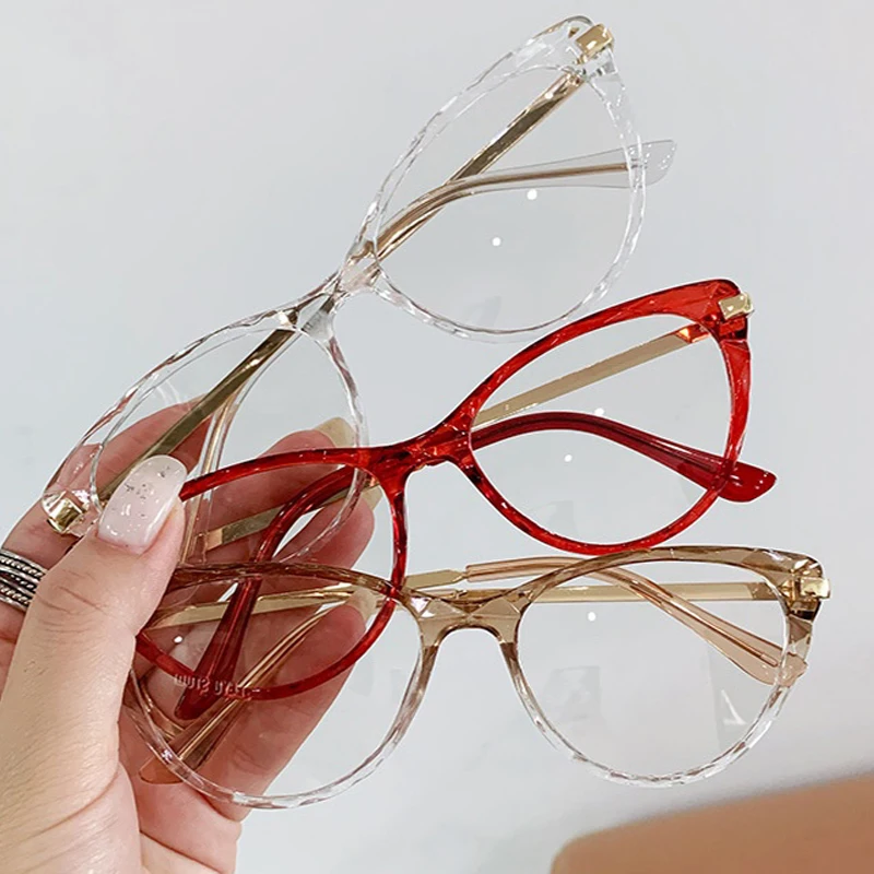 New Sexy Cat Eye Glasses Women Anti Blue Light Transparent Eyewear Brand Designer Vintage Clear Eyeglasses Optical Frame Oculos image 2