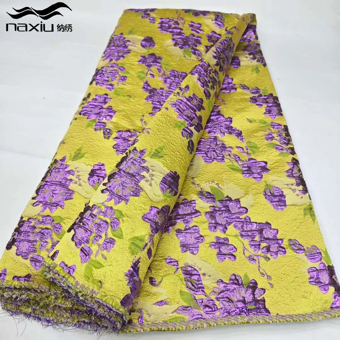 Madison Brocade Lace Fabric 2024 High Quality Jacquard Organza Fabric African Damask Lace Fabric 5yards Evening Dresses