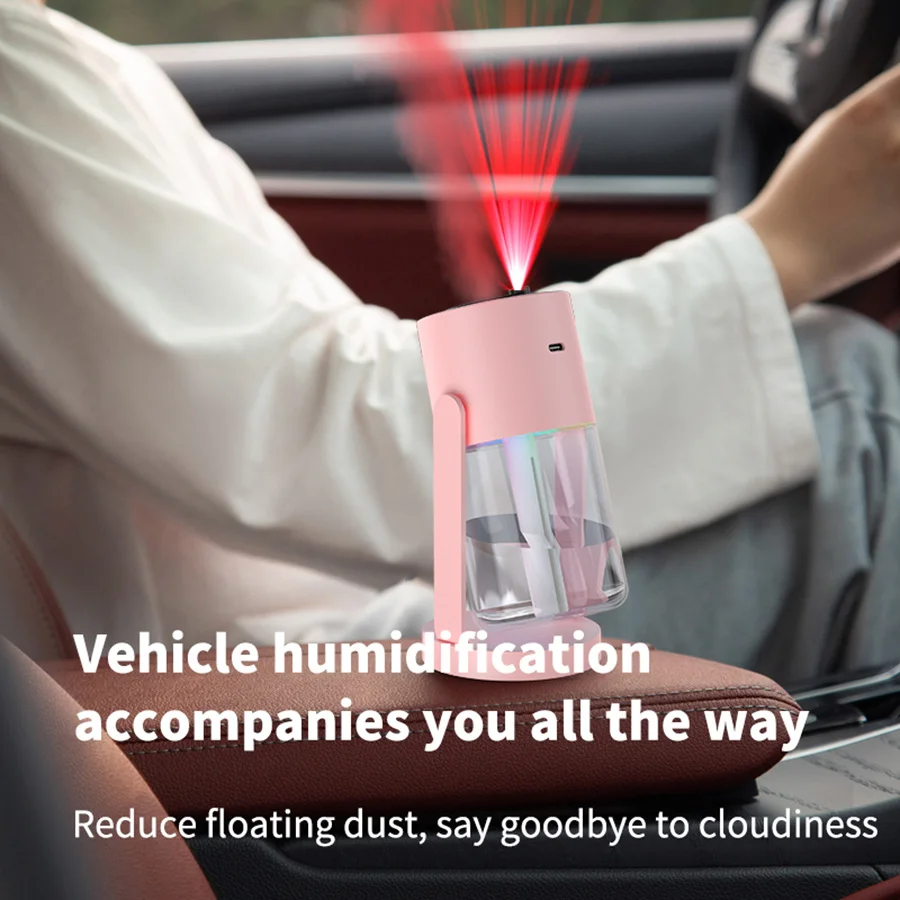 مرطب USB مع وضع ضوء عرض السماء المرصعة بالنجوم، تشغيل هادئ، مرطب محمول مناسب للاستخدام الداخلي في السيارة