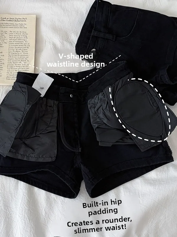 Low-Waist Fashionable Chic American Style Hot Pants Sexy Short Jeans Tight-Fit Butt-Lifting Shorts for Young Women Summer Wear - view 3