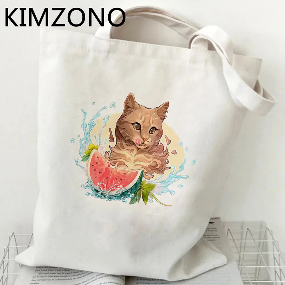 Bolso de yute reutilizable para compras, bolsa de yute ecológica, Gato divertido