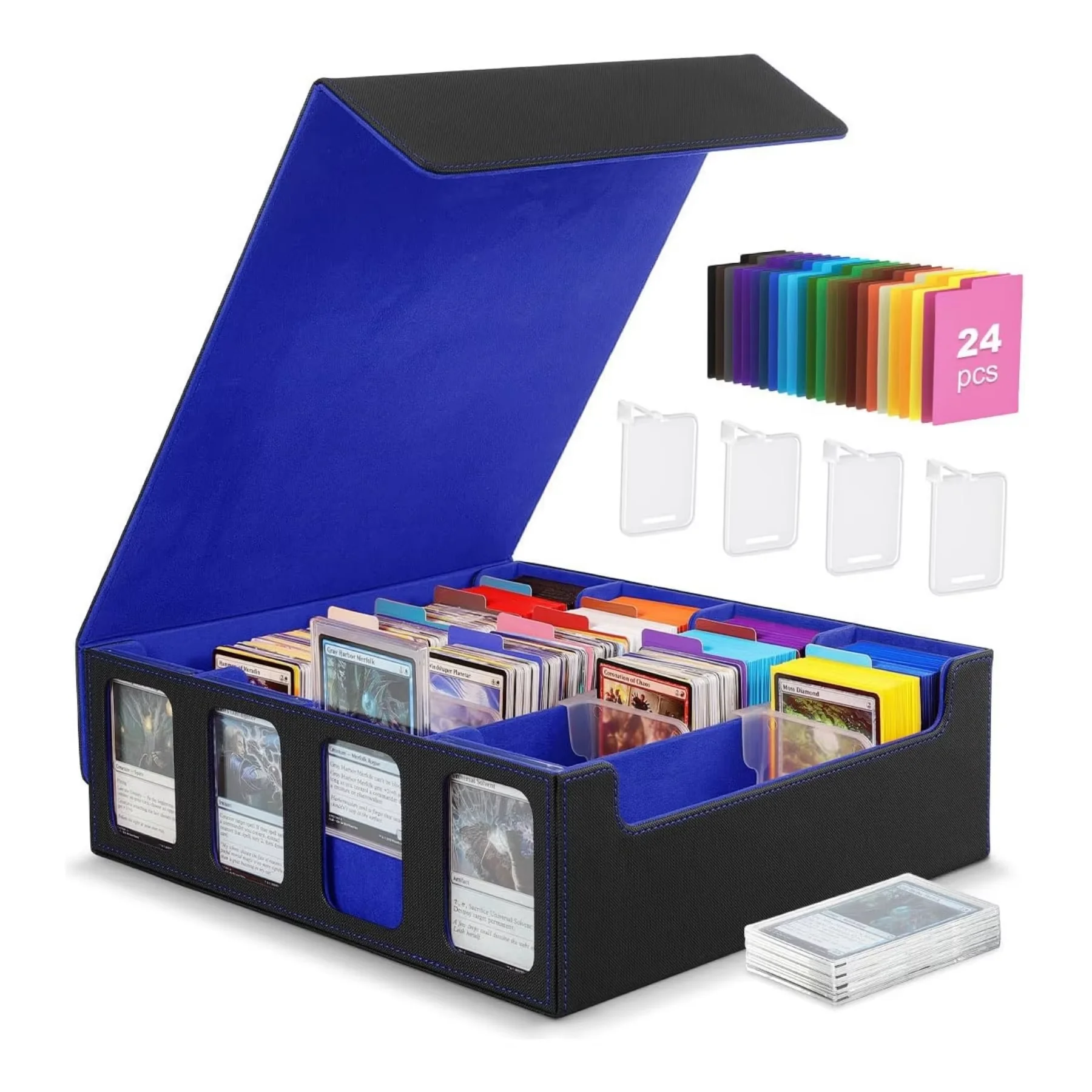 Large Capacity Card Storage Box 3000+ Trading Cards With Display Windows Card Supporters Divider TCG Sports Collector Organizer