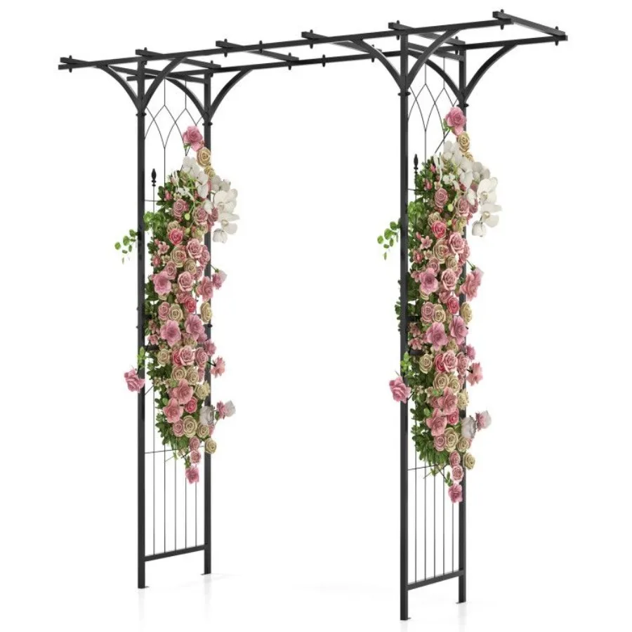 

6.8 Feet Garden Arbor with Trellises for Climbing Plant Vine Rose