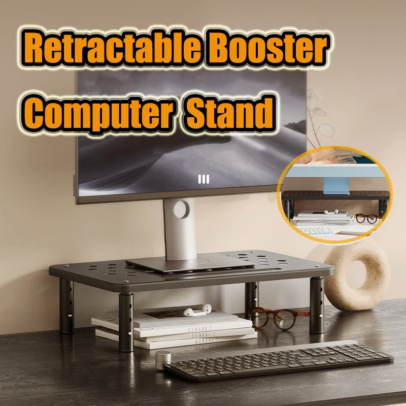 Adjustable computer Rack Telescopic Desk Monitor Holder Elevated PC Screen Stand Reduce Neck Strain Office Storage Supplies