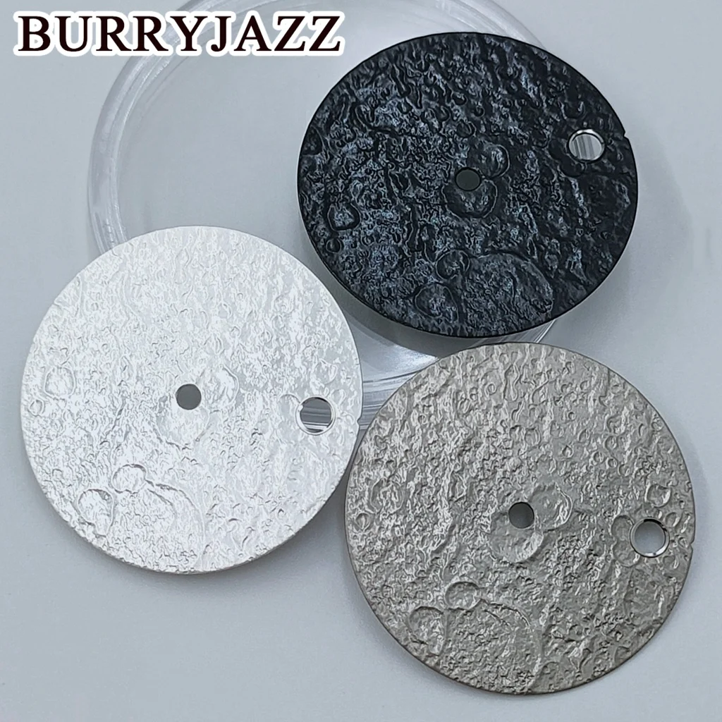 Burryjazz-No Logo Watch Dial, Silver Black Grey Dial, 3 O'clock, 3.8 O'clock Caso Crown, NH35, 28,5 milímetros