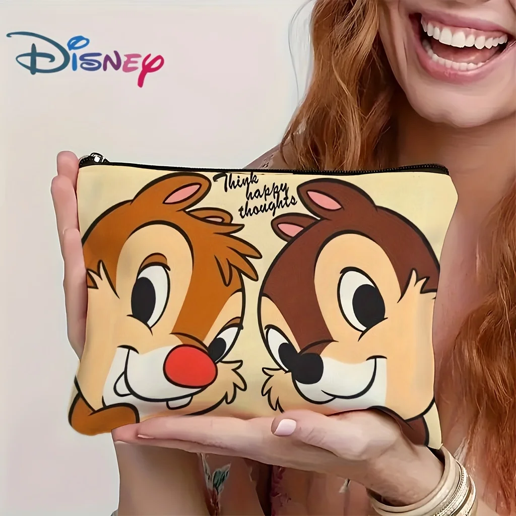ディズニー チップアンドデール 化粧品バッグ 1個 - 女性用のかわいい多機能ジッパーバッグ、ジュエリー収納バッグ、旅行に最適なジッパー収納バッグ - 楽しい誕生日プレゼント