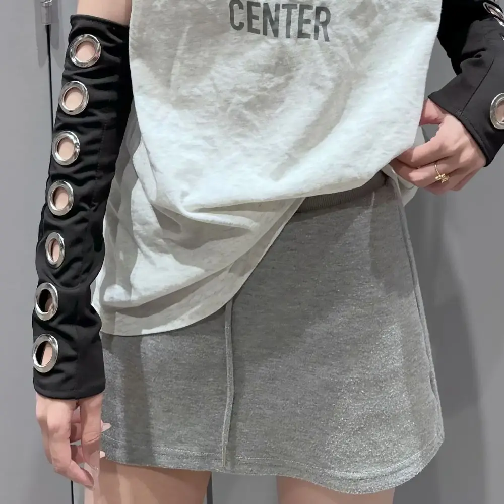 New Gothic Fingerless Gloves Metal Rivet Buckle Street Dance Sleeves Black Punk Style Sleeves Motorcycle Riding