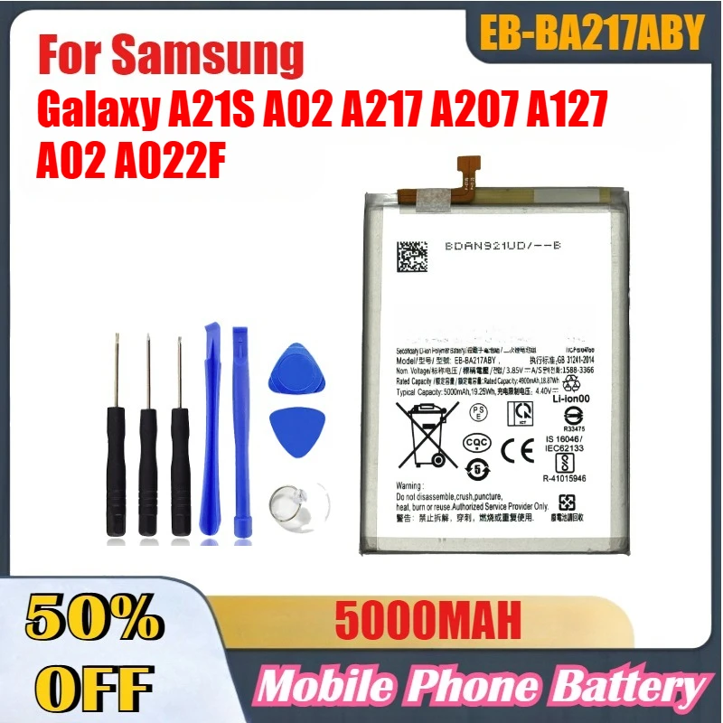 5000mah de alta capacidade EB-BA217ABY bateria do telefone móvel para samsung galaxy a21s a02 a217 a207 a127 a02 a022f peças do telefone móvel