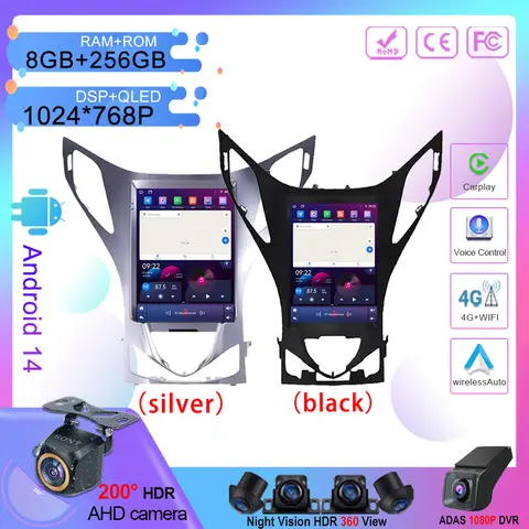 9.7 현대 아제라 2011 2012 용 안드로이드 14 Carplay 자동차 라디오 자동 스테레오 네비게이션 2din GPS 스테레오 DVD 헤드 유닛 Carplay QLED