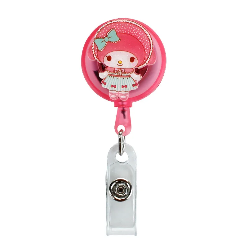 Cartoon My Melody Funny for ID Card Holder Scalable Toggle Clip Employee Card Doctor Nurse Chest Card Student Bus Card Holder