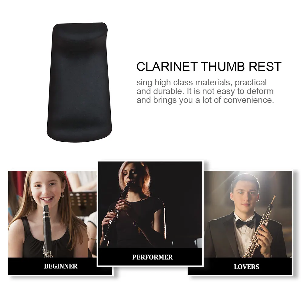 

Black Finger Cushion Clarinet Thumb Rest Pad Lightweight Silicone Material Fine Workmanship Easy to Use for Practice