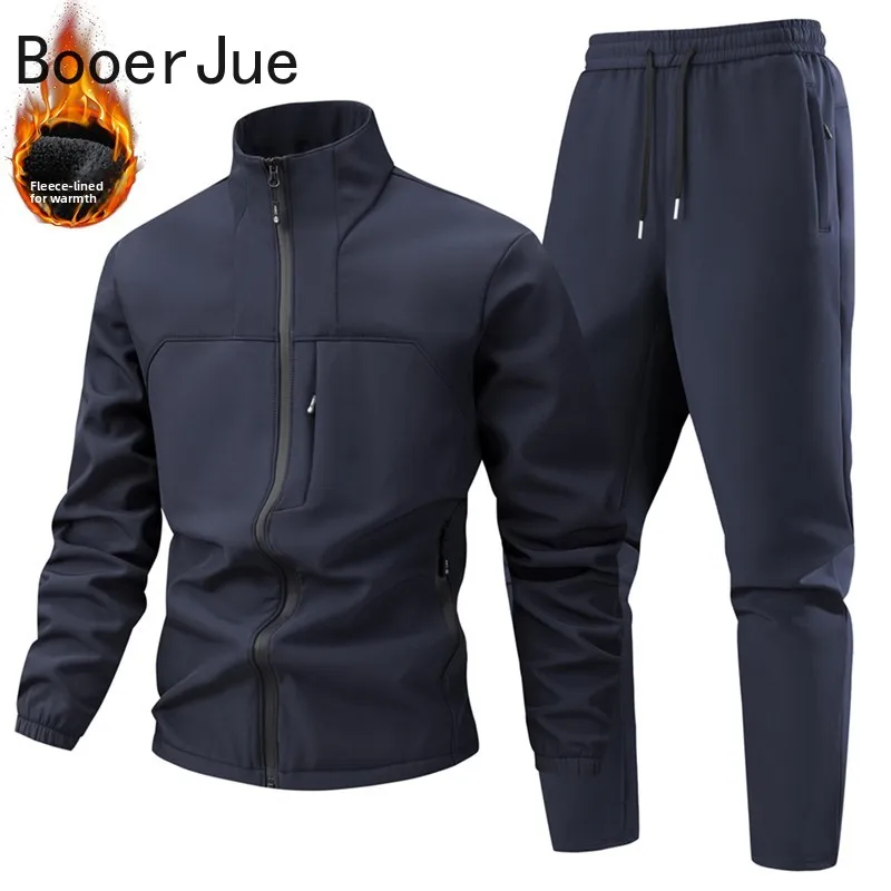 men-softshell-suit-fleece-lined-stand-collar-jacket-pants-autumn-winter-windproof-waterproof-breathable-outdoor-casual-tracksuit