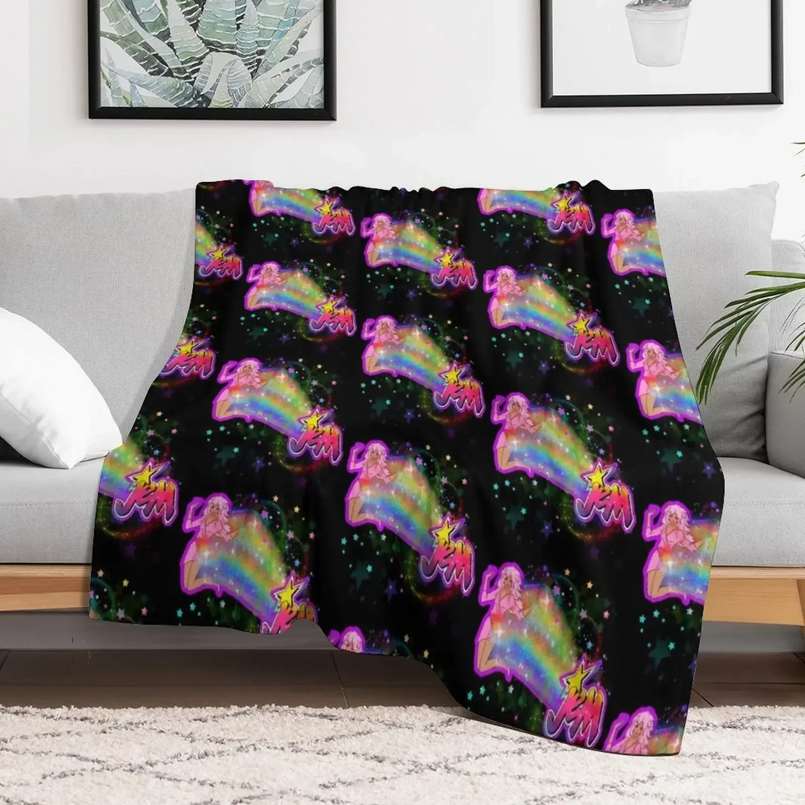 Jem and the holograms rainbow Throw Blanket Furry Soft Beds Custom Blankets