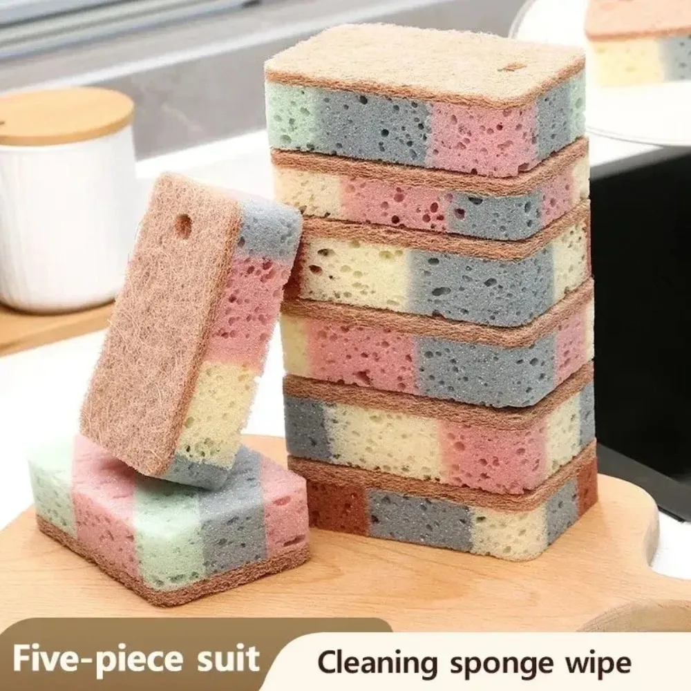 Wood pulp kitchen cleaning sponge dishwashing pad for grease oil removal and daily cookware scrubbing use