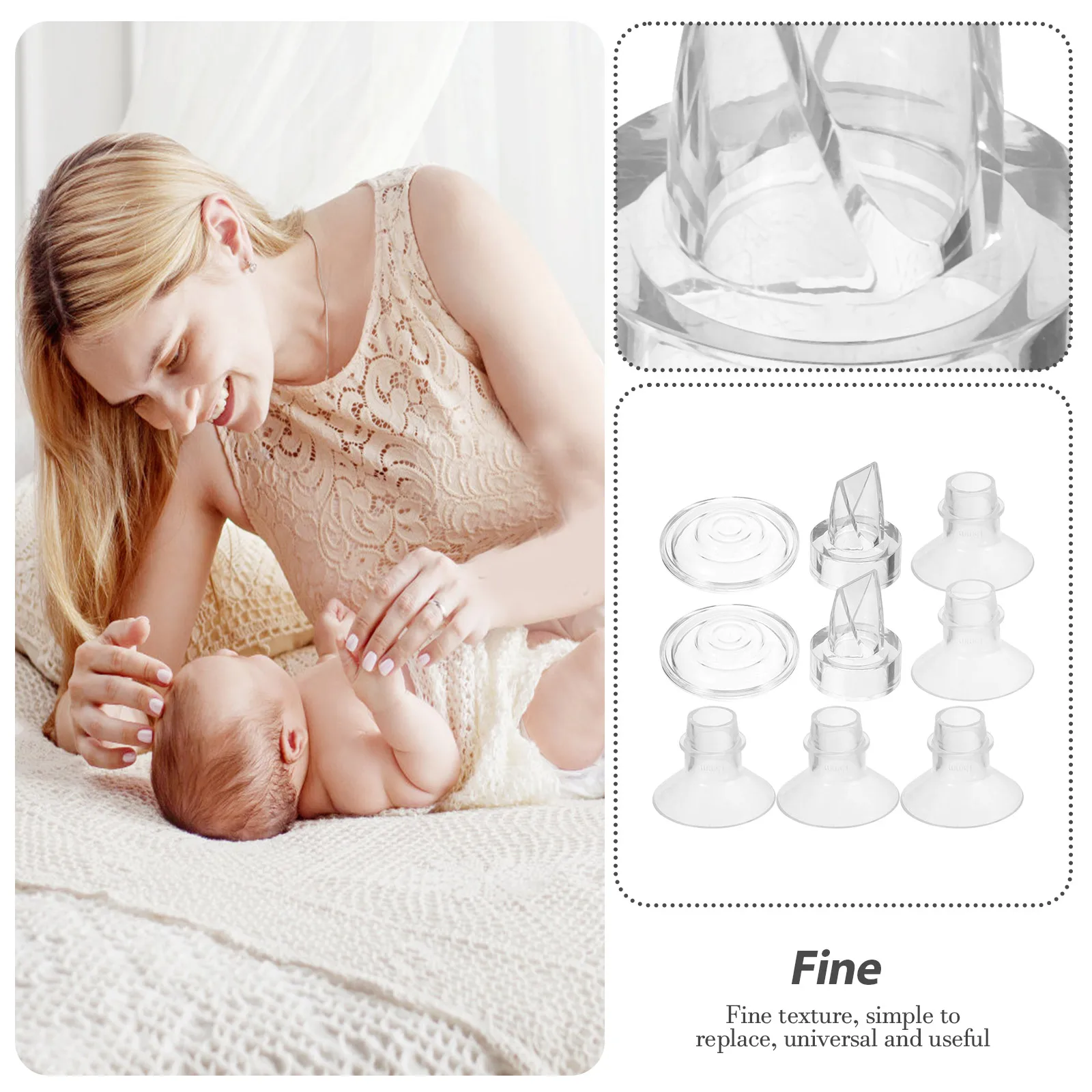 

1 set Breast Pump Accessories Silicone Flange Inserts Replacement Set Universal Fit 21mm 19mm 17mm 15mm 13mm for Wearable