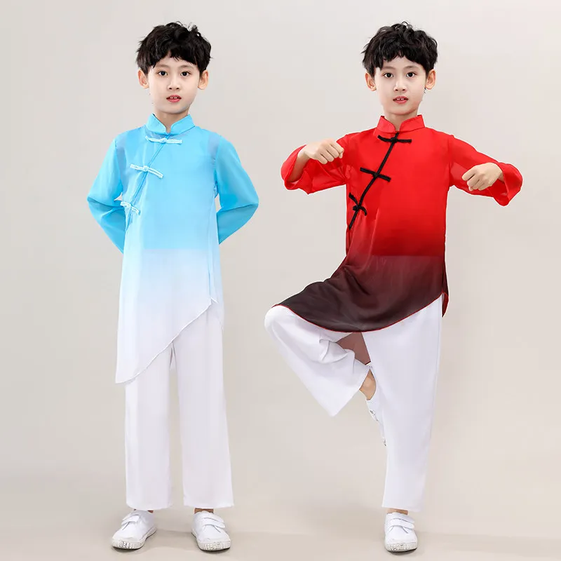 

Классическая танцевальная книга для мальчиков, хоровое танцевальное платье в китайском стиле, тренировочное платье, границы градиентного цвета