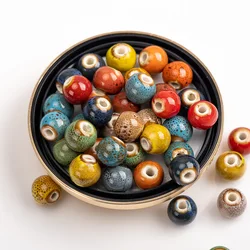 6-12# multcolor ceramic beads porcelain beads large hole flower beads beads handmade DIY accessories  wholesale 0A2#831