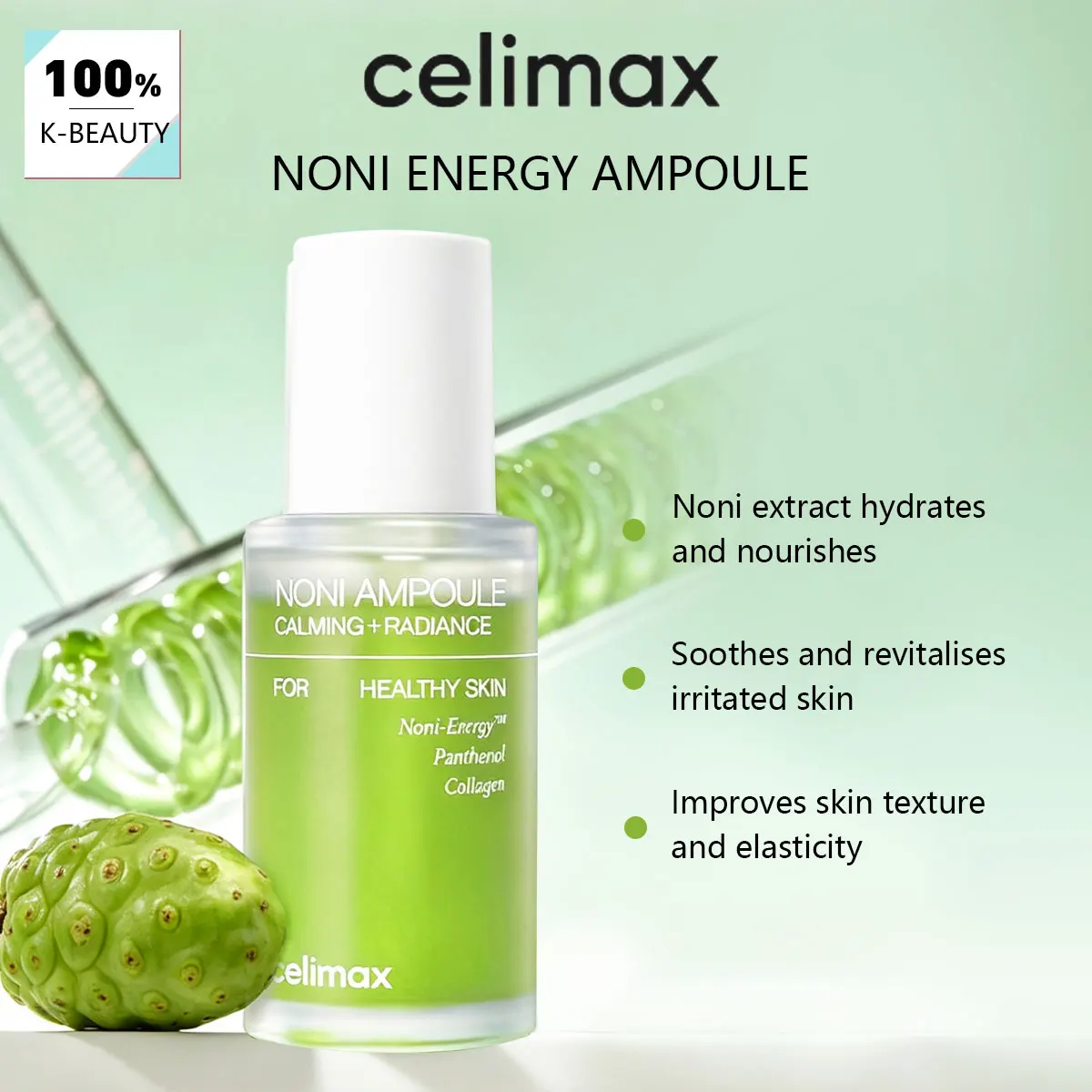 Celimax The Real Noni Energy Ampoule 30ML,Deep Hydration&Fast-Absorbing,Calms Redness&Non-Greasy,Korean Skincare,Korean Makeup