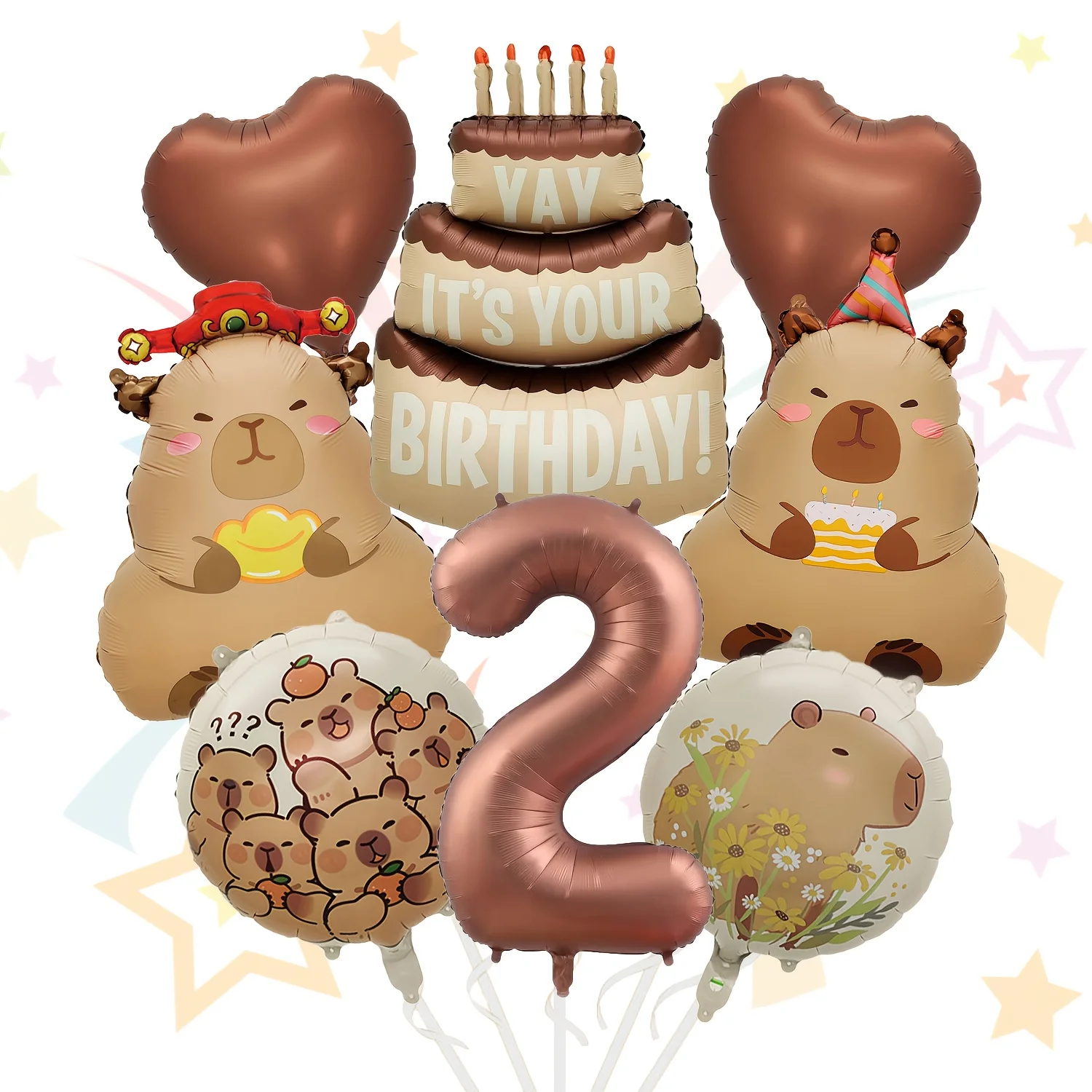 1 Set Cartoon-Tier Capybara-Thema Geburtstagstorten-Ballon-Banner Kinderparty-Dekorationen Zahlen-Folienballon Babyparty-Geschenke