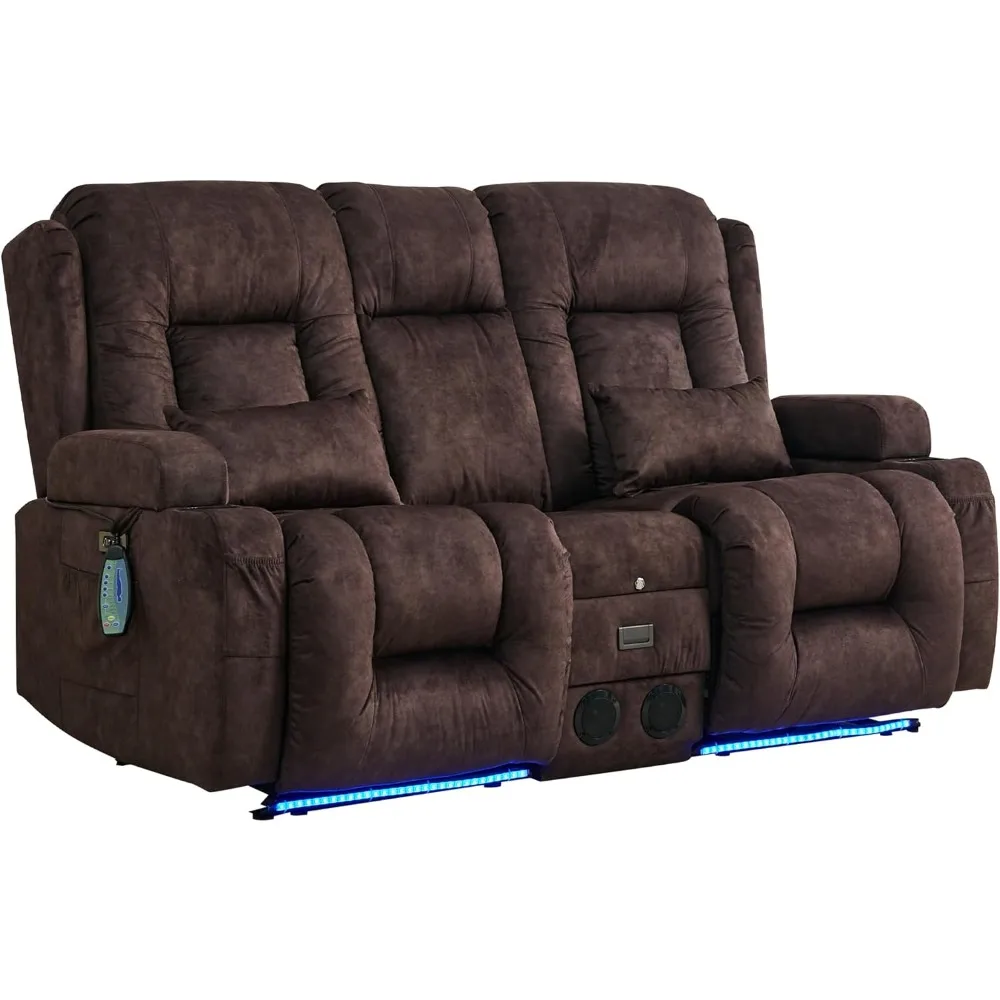 Recliner Sofa with Massage & Heat Home Theater Seating with Console RV Recliner Suitable for the elderly, relieve fatigue