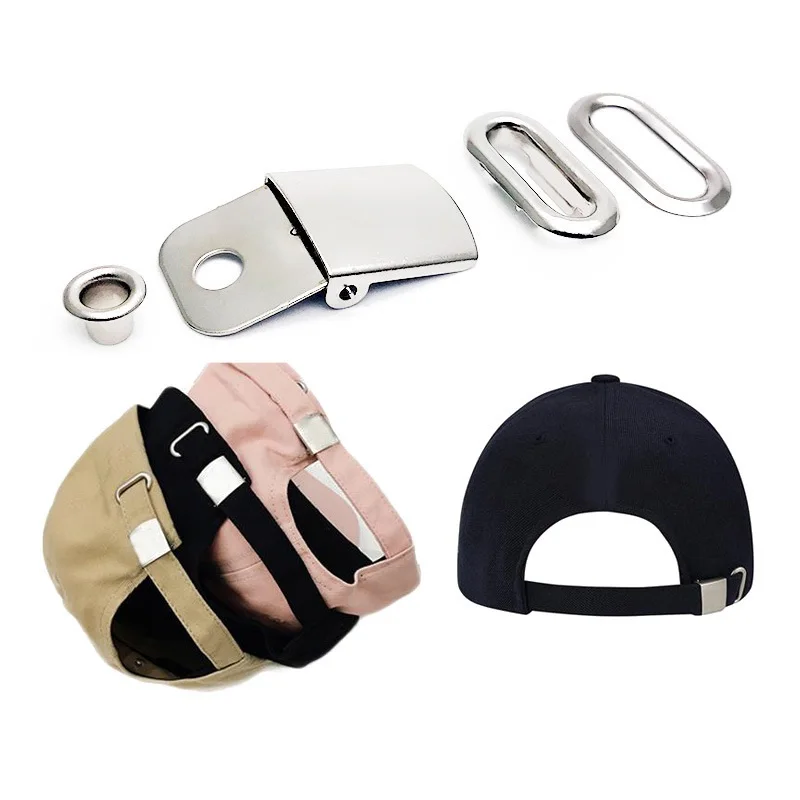 Stainless Steel Adjustable Cap Buckle with Eyelets for Baseball Hats Replacement Headwear Fastener for Cap Repair