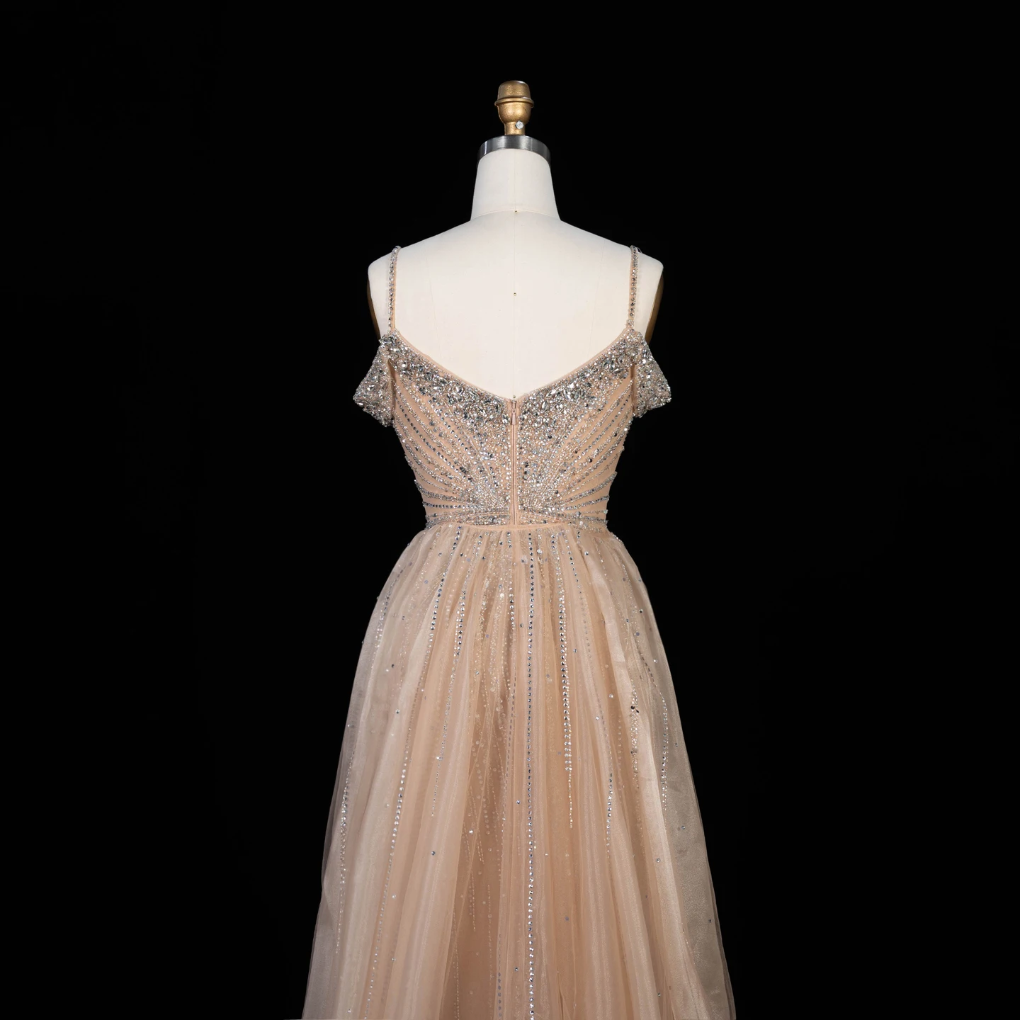 Sharon Said Abendkleid Luxuriöses Meerjungfrauenkleid aus Tüll mit Schulterfreiem Design und Spaghetti-Trägern Dubai Formelles Partykleid mit Überrock SS008 Maßanfertigung – Detail 9