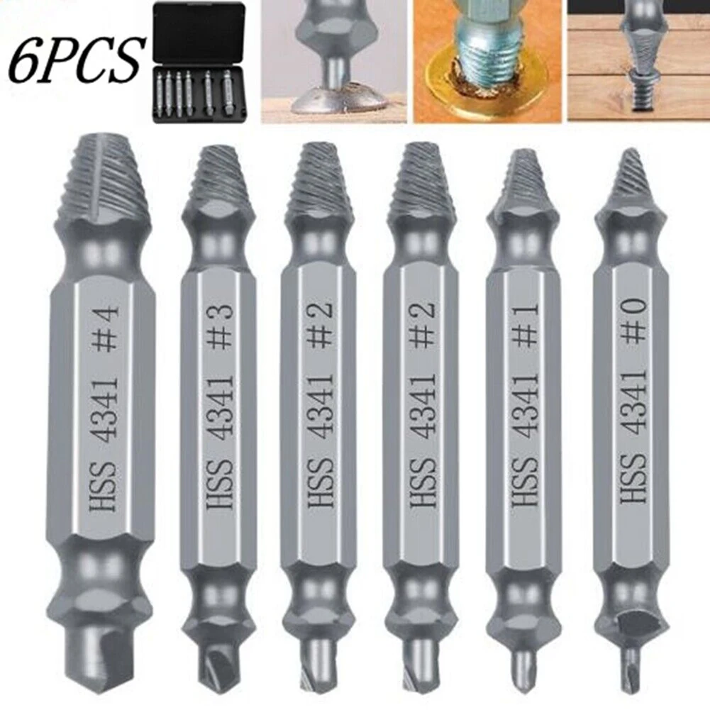 Professional Screw and Bolt Extraction Tool 6Pcs Damaged Screw Extractor Set with Different Sizes for Various Screws